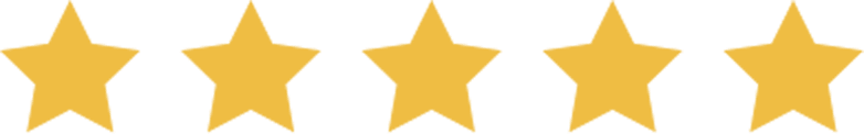 Five yellow stars are arranged in a row, evenly spaced, on a white background.